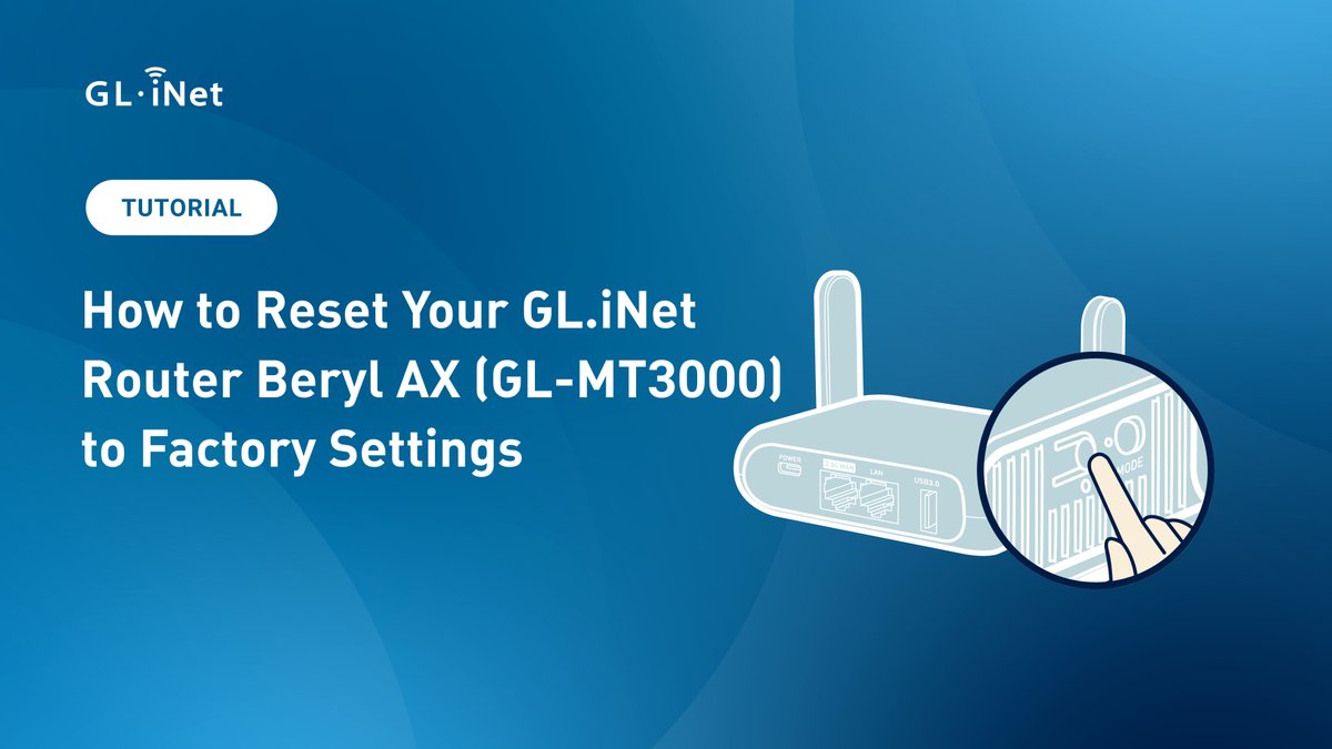 GLiNetWiFi's tweet image. 🔄 Need to reset your GL.iNet router?
Here’s a quick step-by-step guide using the Beryl AX (GL-MT3000) as an example — and it works for most GL.iNet routers too!

✨ Learn 2 easy reset methods:
1️⃣ Reset button
2️⃣ Web Admin Panel

👉 Watch now: link.gl-inet.com/post250820b

#GLiNet…