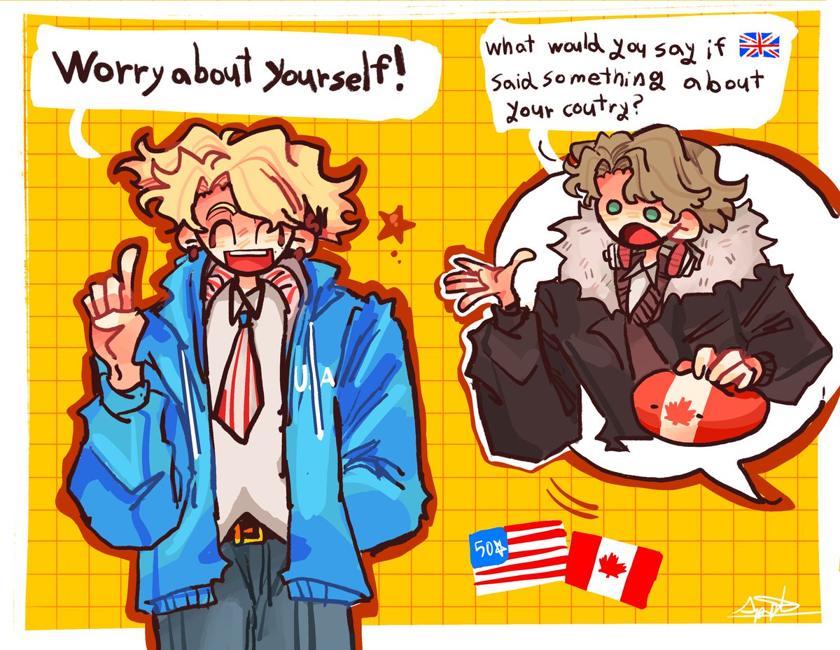 applelovecanada's tweet photo. 🇺🇸🇨🇦
What would you say if 🇬🇧 said someting about your country?

#国擬人化 https://t.co/UVEqrPJlG1