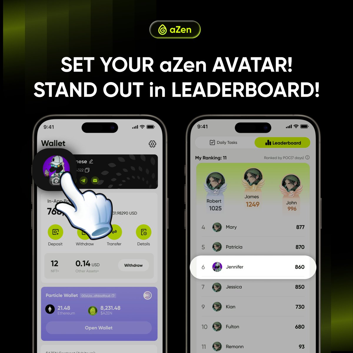 🆕 Avatar update is here! 🎭
Your aZen journey deserves your own style.

Now you can set your avatar on aZen Hub!
⚡ Customize your profile
⚡ Boost your presence in #LEADERBOARD
⚡ Show off your unique vibe

📸 Drop your new aZen avatar in the comments — let’s see who has the