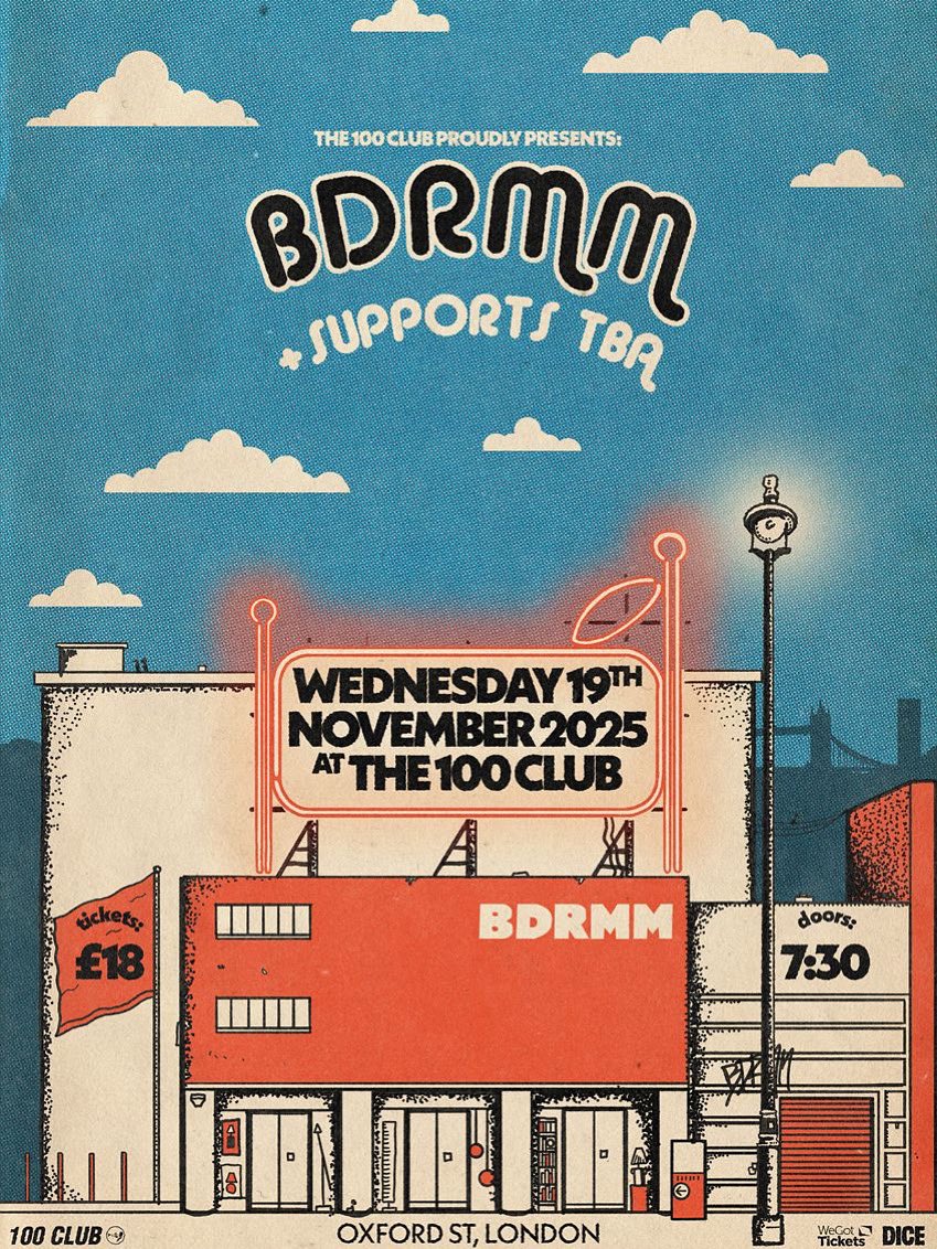 bdrmm (@smellybdrmm) on Twitter photo We’re delighted to be playing a headline show as part of <a href="/100clubLondon/">The 100 Club</a>  end of year series! This will be our final southern date of the year so it promises to be a special one. Grab tickets now. X 
🎟️ dice.fm/event/ry6dmv-b… We’re delighted to be playing a headline show as part of <a href="/100clubLondon/">The 100 Club</a>  end of year series! This will be our final southern date of the year so it promises to be a special one. Grab tickets now. X 
🎟️ dice.fm/event/ry6dmv-b…