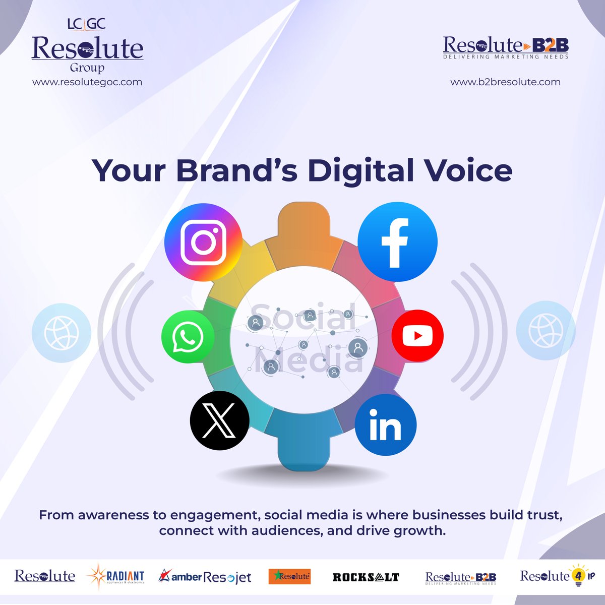 #𝗦𝗼𝗰𝗶𝗮𝗹𝗺𝗲𝗱𝗶𝗮 isn’t just about being visible—it’s about being heard. 
At 𝗥𝗲𝘀𝗼𝗹𝘂𝘁𝗲 𝗕𝟮𝗕, we blend creativity + data to turn your #digitalvoice into a growth engine - driving awareness, #engagement &amp; trust. 

#B2B #SocialMedia #ResoluteB2B #DigitalBranding