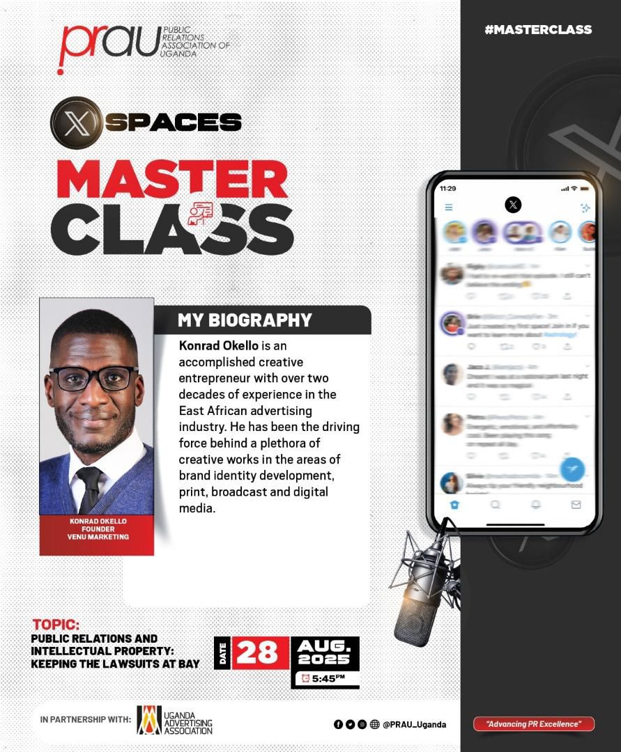 Protect your brand. Defend your ideas. Stay lawsuit-free ⚖️

Join us 28th August at 5:45 PM for a live #PRAUMasterclass on
Public Relations &amp; Intellectual Property: Keeping the Lawsuits at Bay
—only on X Spaces.

🎙️ Hear from legal and PR pros on how to safeguard your work and