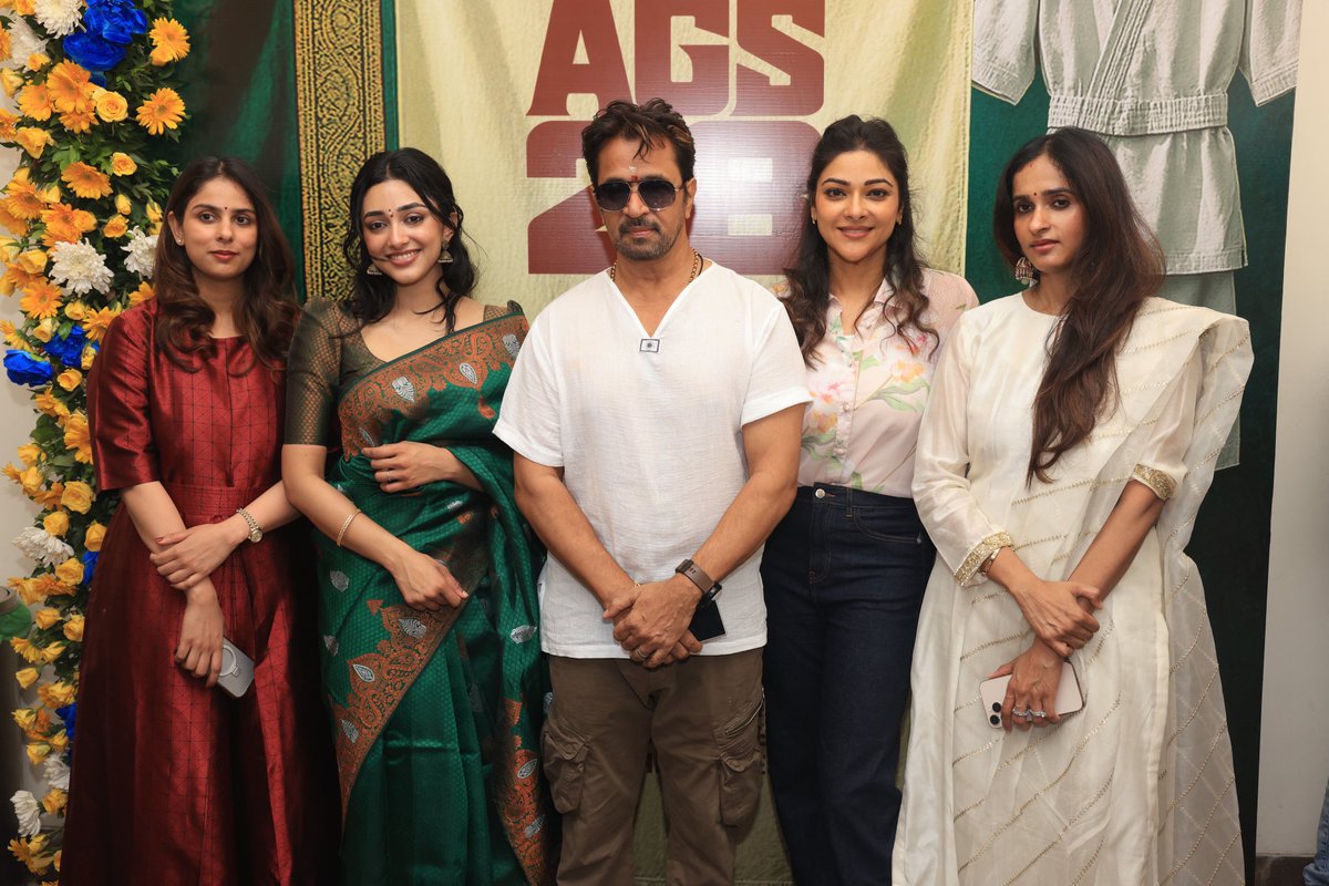 georgeviews's tweet photo. OFFICIAL ANNOUNCEMENT 🚨

#AGS28 launched with a formal pooja ceremony. The project brings Action King #Arjun, #Abhirami and #PreityMukhundhan together, directed by Subash Raj (Love Today AD). 

Music by Ravi Basrur (KGF). https://t.co/Klzo8c4Iix