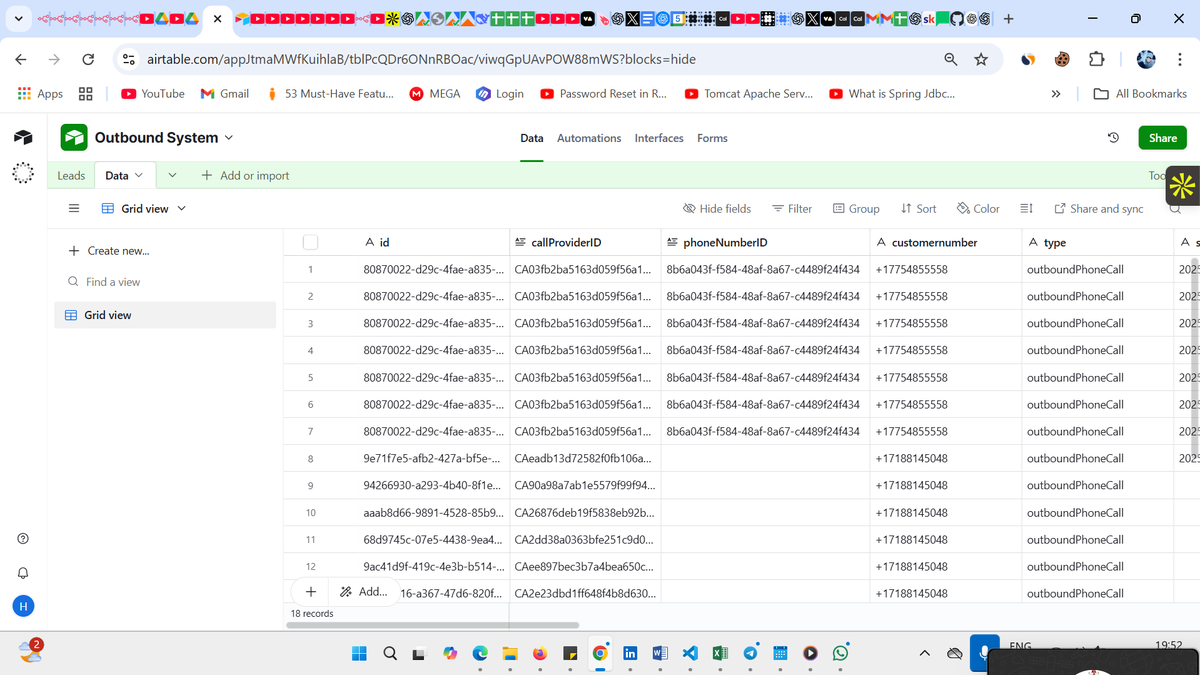 Asoft001's tweet photo. Built an outbound cold calling system with vapi that automatically call leads, follow ups, book appointments, detects voice mails depending on different edge cases (customer-did-not-answer, assistant-error,  twilio-failed-to-connect-call etc) log the status in an airtable https://t.co/EL0eorFU8d