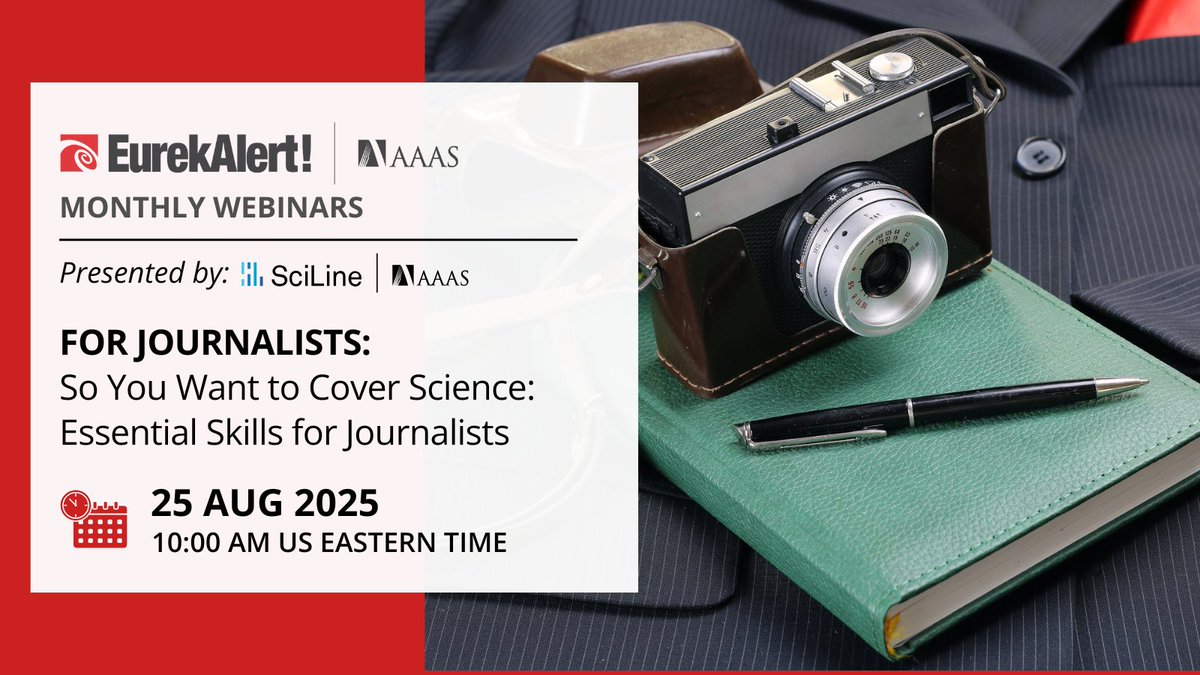 EurekAlert's tweet image. Hey reporters! Want to sharpen your science reporting skills? 📰  We got you covered! This #Free #Webinar with @RealSciLine will equip you with the skills needed to cover science accurately and engagingly. Register here: aaas.zoom.us/webinar/regist… 1/4

#FreeWebinars #SciJourno