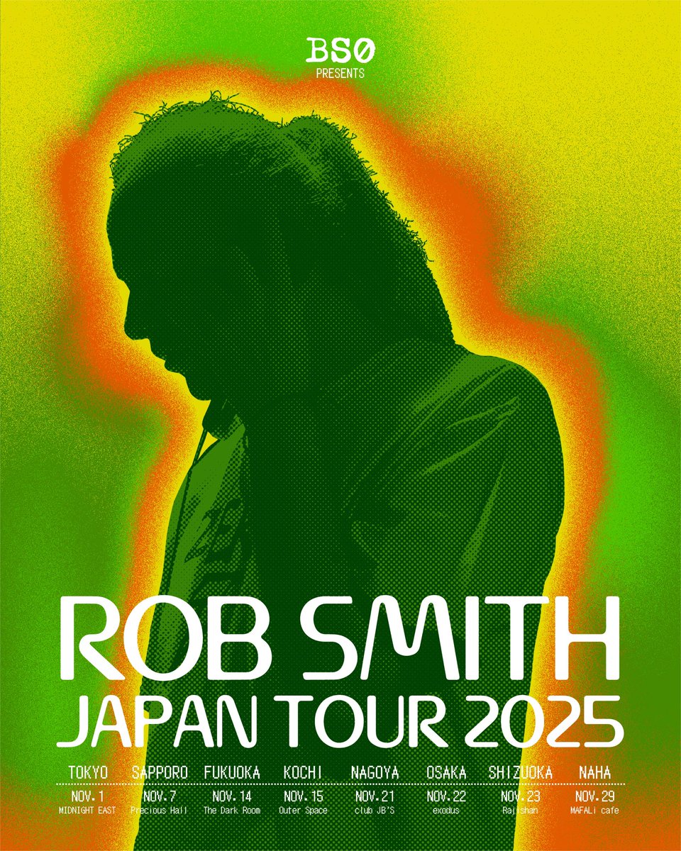 ⚠️お知らせ

🔊RSD a.k.a. Rob Smith  6年ぶりの来日ツアー開催決定！

11.01 土 東京 Midnight East
11.07 金 札幌 Precious Hall
11.14 金 福岡 The Dark Room
11.15 土 高知 Outer Space
11.21 金 名古屋 club JB'S
11.22 土 大阪 EXODAS amemura 
11.23日 静岡 Rajishan
11.29 土 沖縄 MAFALi cafe