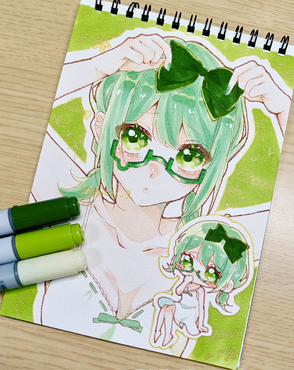 Yuou_3's tweet photo. #イラスト #アナログイラスト 
Green Girl💚✨️ https://t.co/zfGjqNwLCd