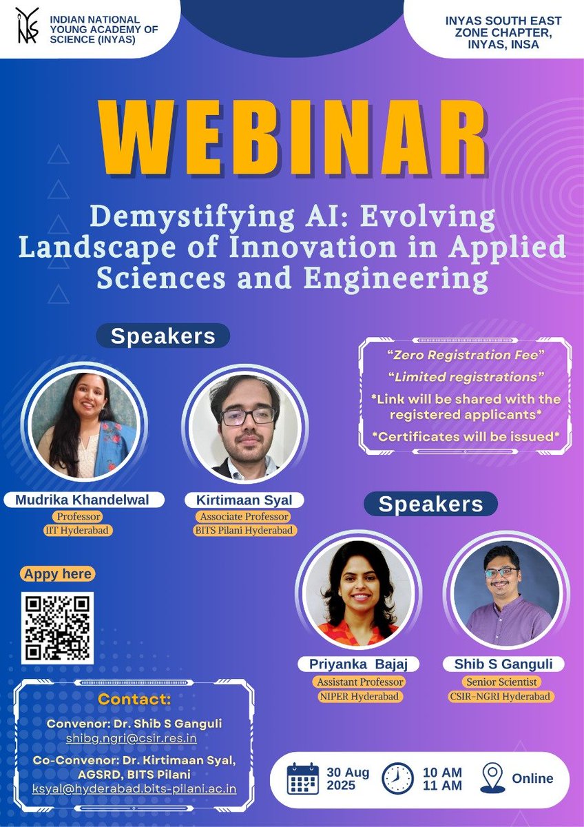 ShibGanguli's tweet photo. UG/PG Candidates are most welcome! No registration fees....First Come First Basis. 
#scienceoutreach #scienceforsociety
#Webinar 
#science https://t.co/2XPEphiLhr