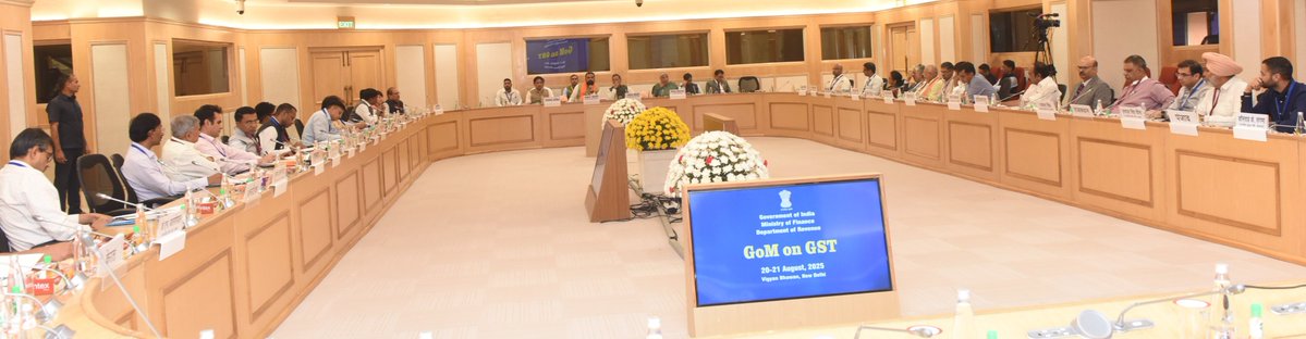 Ministry of Finance (@finminindia) on Twitter photo Union Minister for Finance and Corporate Affairs Smt. <a href="/nsitharaman/">Nirmala Sitharaman</a> today addressed the Group of Ministers (GoMs) constituted by the GST Council on Compensation Cess, Health & Life Insurance, and Rate Rationalisation at Vigyan Bhawan, New Delhi. Union Minister of State for Union Minister for Finance and Corporate Affairs Smt. <a href="/nsitharaman/">Nirmala Sitharaman</a> today addressed the Group of Ministers (GoMs) constituted by the GST Council on Compensation Cess, Health & Life Insurance, and Rate Rationalisation at Vigyan Bhawan, New Delhi. Union Minister of State for