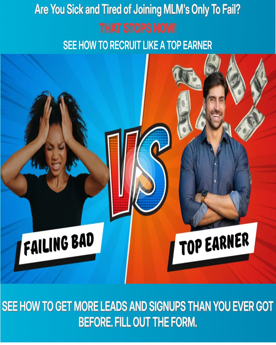 TNBMarketing's tweet photo. Sick of failing in MLM? 🚫
We fixed what’s broken.
Now anyone can recruit like a top earner. 💥
From “Failing Bad” ➡️ “Top Earner”
Link in bio.
#MLM #NetworkMarketing #Entrepreneur #SuccessMindset #TopEarner #BusinessOpportunity #Leads #Signups #FailForward #Motivation https://t.co/v15y3mw6Ou