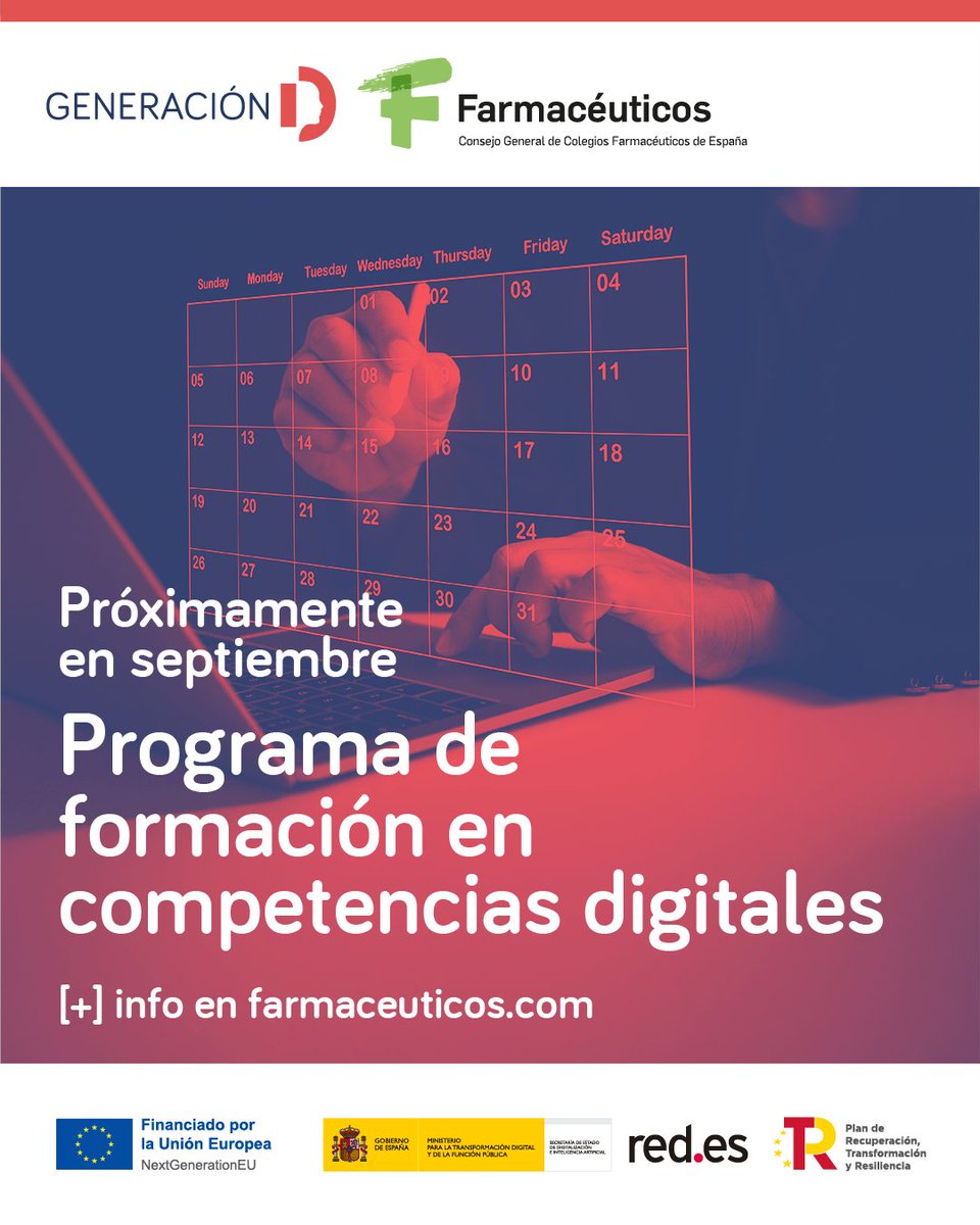Consejo General Colegios Farmacéuticos (@farmaceuticos_) on Twitter photo 🧠💻 ¿Eres farmacéutico/a? Da un paso adelante en tu carrera con el nuevo plan de formación gratuita en competencias digitales 📲
📅 Inscripción: septiembre 2025
📌 ¡Plazas limitadas!
🔗 Toda la información y acceso ➡️ ow.ly/oRUV50WBe9b
#FarmacéuticosFormación 🧠💻 ¿Eres farmacéutico/a? Da un paso adelante en tu carrera con el nuevo plan de formación gratuita en competencias digitales 📲
📅 Inscripción: septiembre 2025
📌 ¡Plazas limitadas!
🔗 Toda la información y acceso ➡️ ow.ly/oRUV50WBe9b
#FarmacéuticosFormación