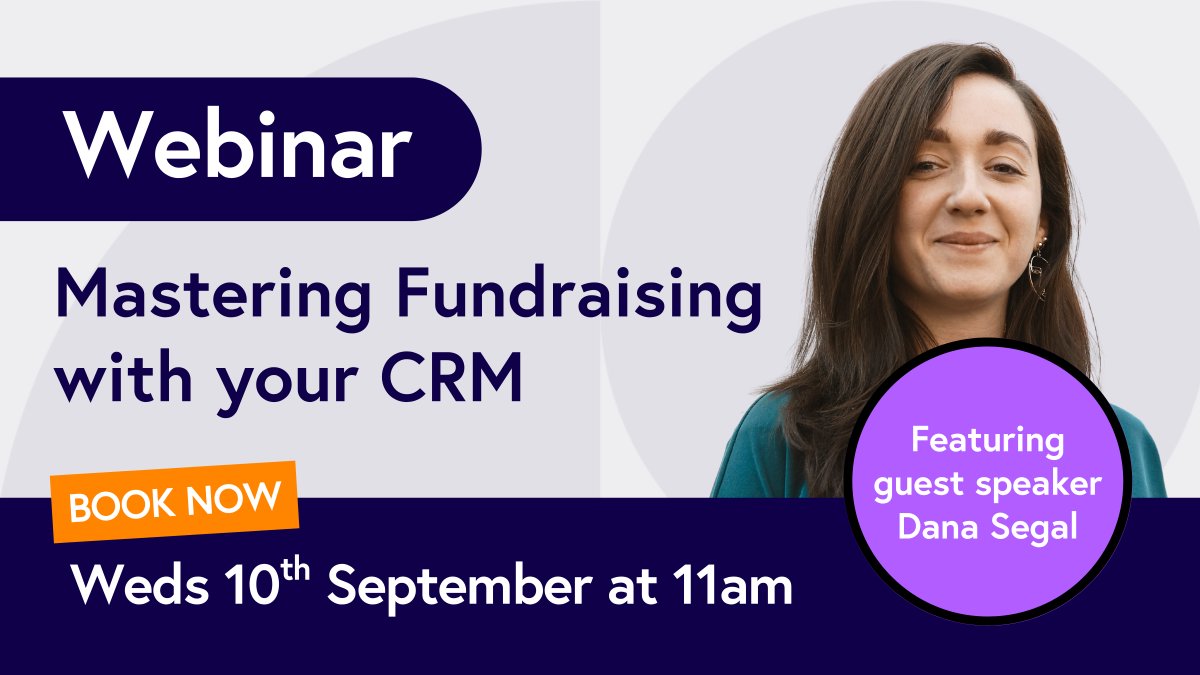 Don't miss the brilliant Dana Segal on Wednesday 10th September!

Dana will be drawing upon her immense experience and 'fundraising legend' status, to teach how you can use your CRM to best effect!

You can join us by booking your spot here: us02web.zoom.us/webinar/regist…