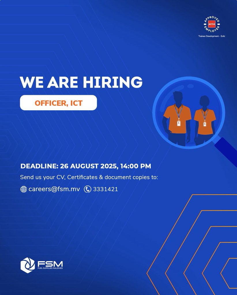 Here’s your chance to be a part of Team FSM!

Please check out the link below for more details!
gazette.gov.mv/iulaan/356531