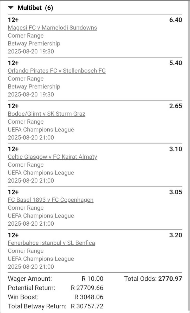 Shield_HustleZA's tweet photo. Here we go ,Code:✅ BWBDB603E🔥🕯higher risk ,Massive one 🕯🕯🕯🙏🏻
⏰Kickoff 19:30
💰Corner range 12+
@Betway_za #CornerRange https://t.co/0BDK3l4z5g