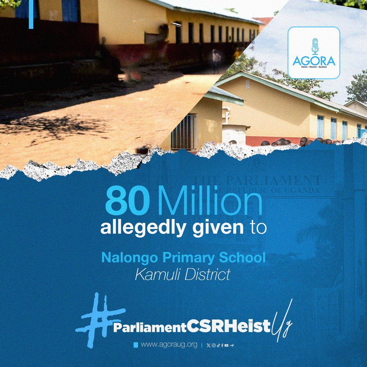 Agora Discourse (@agoracfr) on Twitter photo On March 6, 2023, under vouncher Number A145/MAR/2023, UGX 80m was released by <a href="/Parliament_Ug/">Parliament of Uganda</a> and received by Kaaya Rajab Semalulu for Nalango P/S and Kyai Subcountry in Gomba.
Our investigation shows that only UGX 5m was spent.
UGX 75m unaccounted for.
#ParliamentCSRHeistUg On March 6, 2023, under vouncher Number A145/MAR/2023, UGX 80m was released by <a href="/Parliament_Ug/">Parliament of Uganda</a> and received by Kaaya Rajab Semalulu for Nalango P/S and Kyai Subcountry in Gomba.
Our investigation shows that only UGX 5m was spent.
UGX 75m unaccounted for.
#ParliamentCSRHeistUg