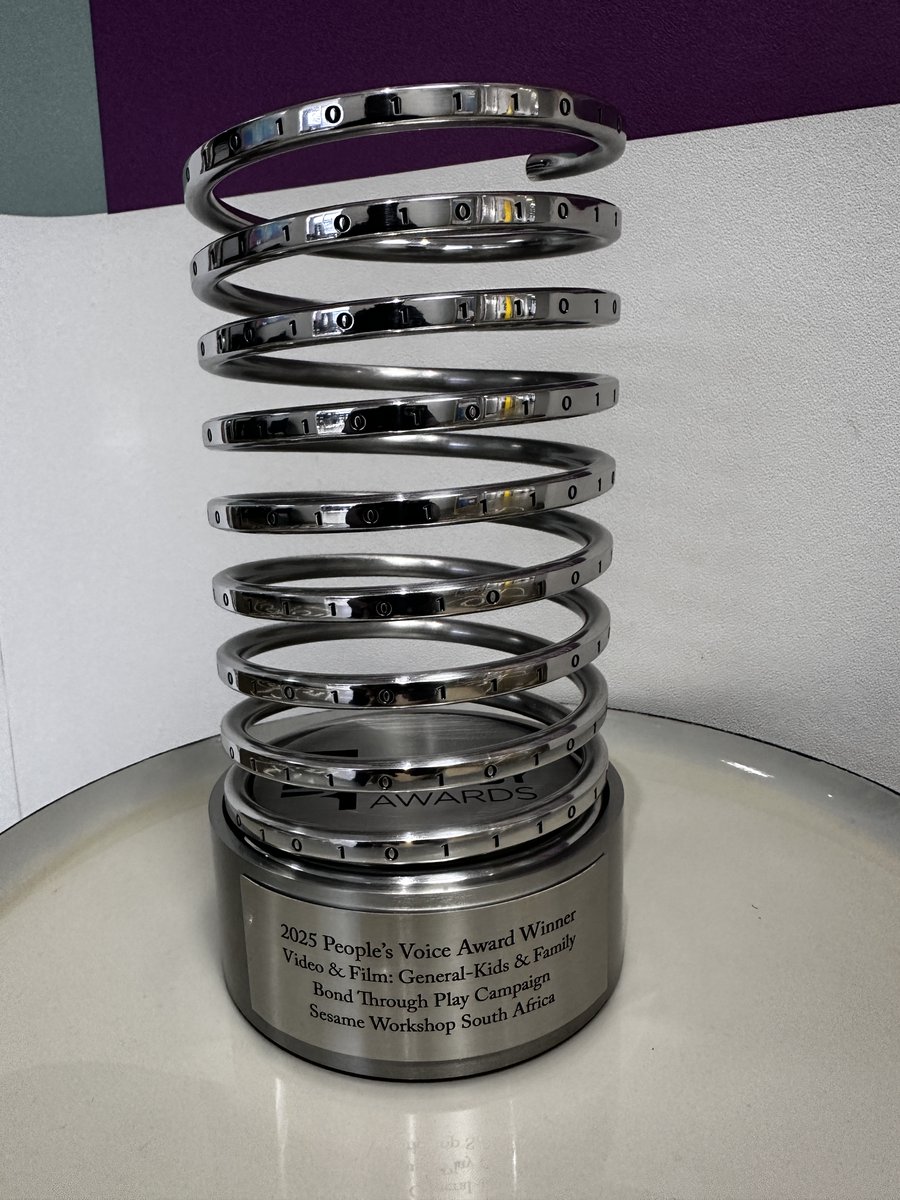 takalanisesame's tweet image. A huge thank you South Africa for all your #votes and support in making our #BondThroughPlay campaign an award-winning success! Today we proudly received @TheWebbyAwards trophy. #ZikweAndTheTriplets.