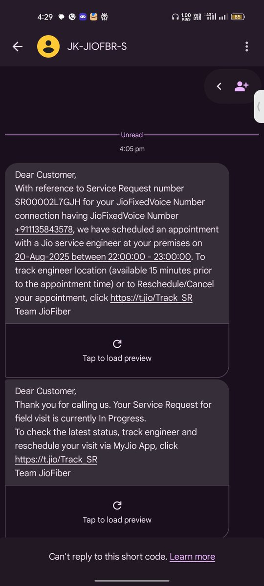 Amitbro61's tweet photo. One of the worst services of  they are rescheduling my appointment of no internet from yesterday you can't even call them only bot is responding right now they replied with a text message that engineer will visit at 22:00 hours what a joke nobody works at 10pm #jiofiber @JioCare https://t.co/43MKQtF0ek