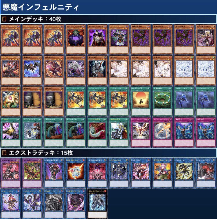 samuri_yutaka's tweet photo. 現在のインフェルニティ
悪魔族で展開する構築にしました。
ハンドレスコンボの爆発力を通したい一心で手札誘発をある程度採用していますが、先後どちらの展開も中途半端になってしまった気がしました。
試行錯誤中なので構築変わると思います。 https://t.co/9ZsY1cSmXk