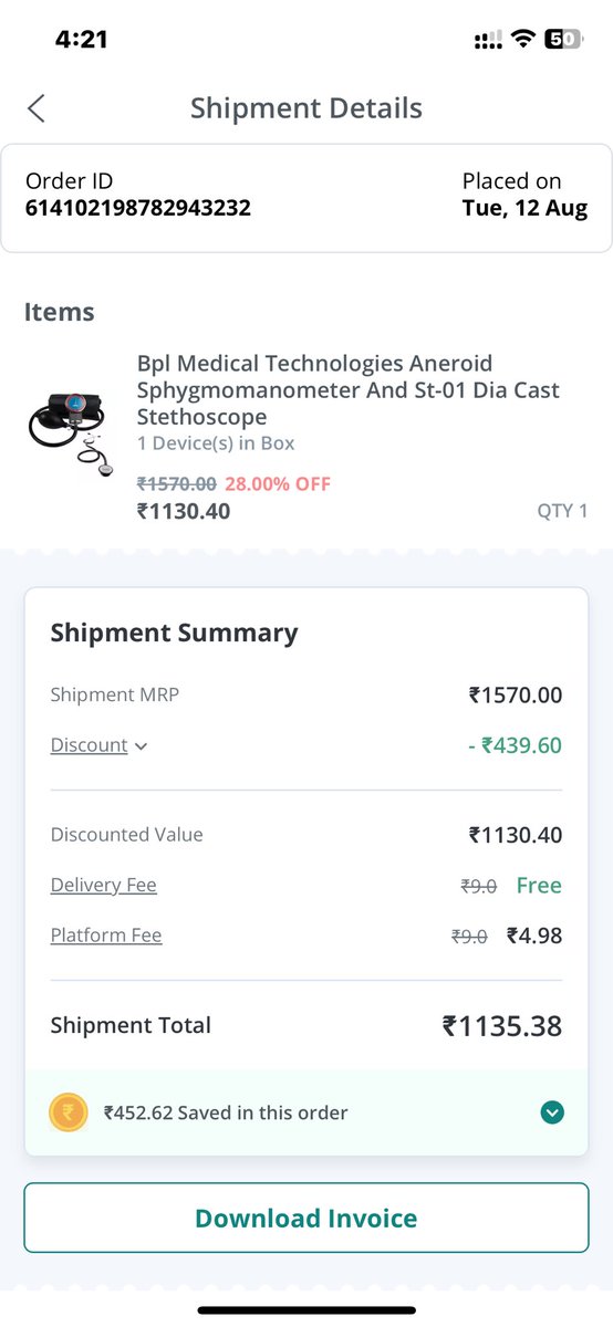 shaccool's tweet photo. I ordered BPL Medical Technologies Aneroid sphygmomanometer And st-01 Dai Cast Stethoscope from pharmEasy but i got only Dai cast stethoscope. One product is missing. Customer support is very poor . Calling many times but no one has responded yet. #pharmEasy #dharmil #dhavalshah https://t.co/c0lLH12fxD