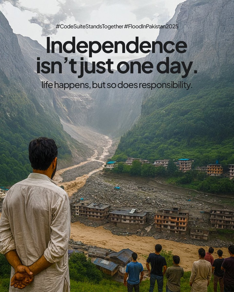 code_suite's tweet image. This Independence, let’s show the world that freedom is more than celebration — it’s standing together when it matters most. 🫂
💚 Support.
💚 Hold Hope.
💚 Stay united.
#IndependenceEveryday #TogetherForPakistan #PakistanZindabad #CodeSuiteForPakistan #CodeSuiteStandsTogether