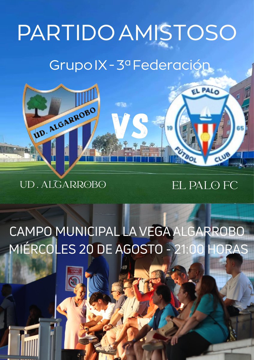 ElPaloFC's tweet photo. Seguimos con los partidos de pretemporada ¡VAMOS PALEÑOS!

📅 Miércoles , 20 de Agosto
⏰ 21:00 horas
🏟️ Campo municipal La vega (Algarrobo)
#esepalooé https://t.co/mRnUOIXpv7
