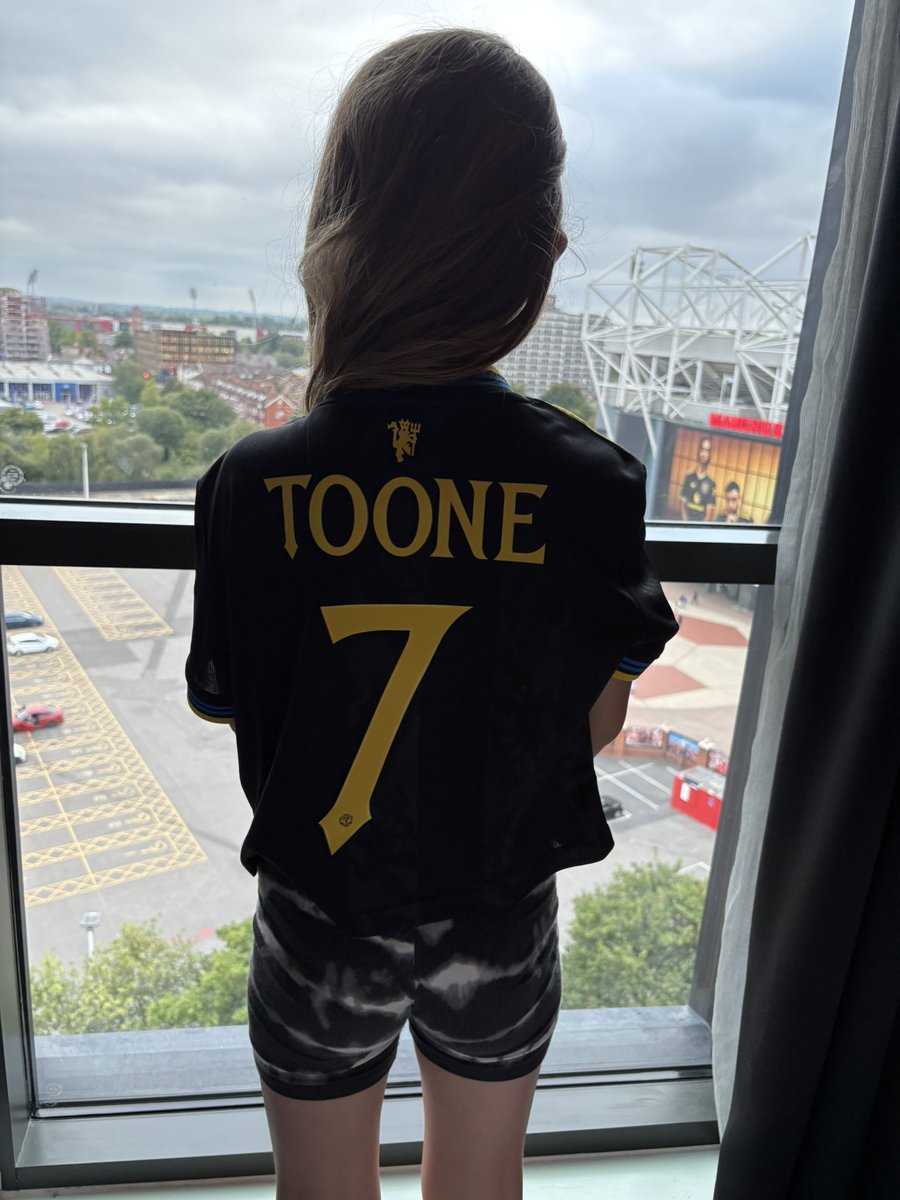 ctpike11's tweet photo. @ellatoone99 My 7 year old daughter inspired by the @Lionesses got her favourite player on the back of the @ManUtd 3rd shirt. https://t.co/8walOtIBfA