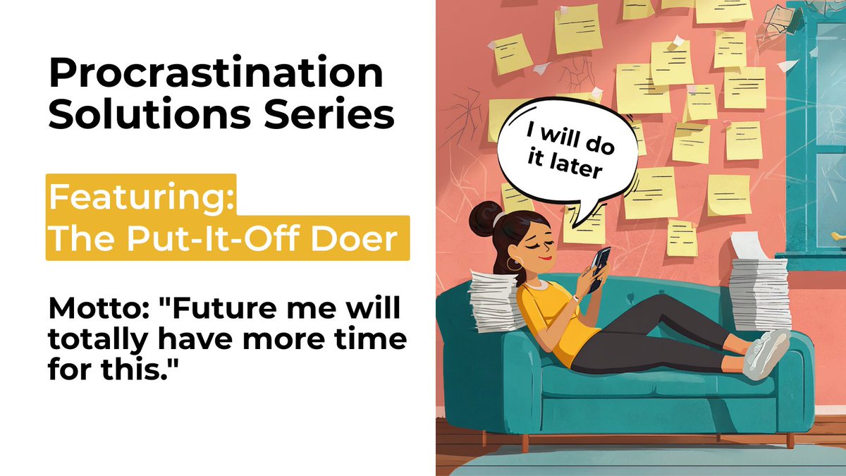 Meet the Doers! First up - The Put-It-Off Doer! 

Motto: “Future me will totally have more time for this.”  

Fix: Take a short break, then tackle tasks in small chunks.  

Which type of Doer are you? halcyonoffices.com/procrastinatio…

#procrastination #productivitytips #timemanagement