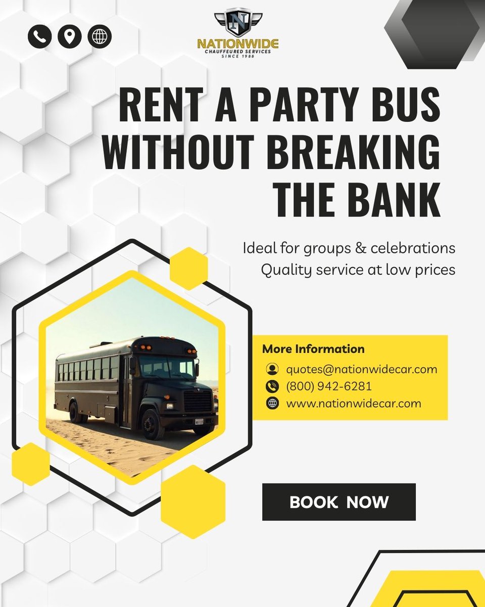 nationwidecar20's tweet image. Looking for an affordable way to party?
📞 Call/Text Nationwide Chauffeured Services at (800) 942-6281 or 📧 quotes@nationwidecar.com today!
Visit: bit.ly/3ZdYe3l
#PartyBusForCheap #CheapPartyBus #AffordablePartyBus #NationwideChauffeuredServices #NationwidePartyBus
