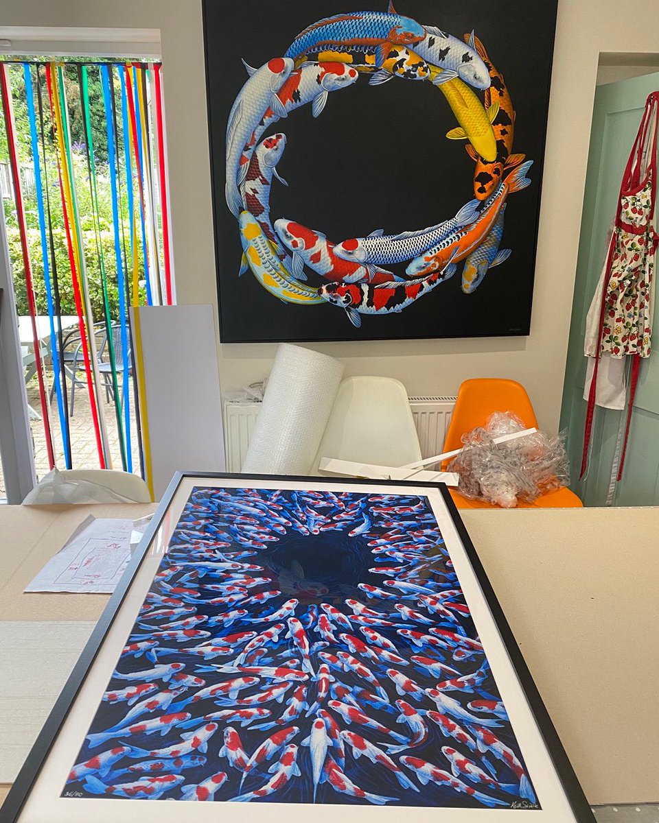 Another @koi art framing day…making a mess in the kitchen! #koiart #koi #koicarp #allenglandkoishow2025 #langtongreen #tunbridgewells