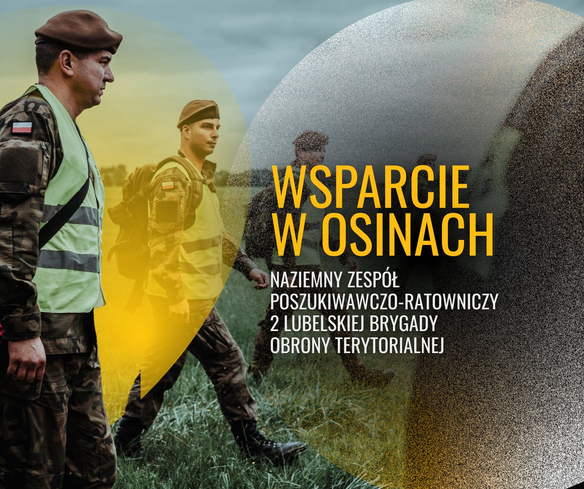 terytorialsi's tweet photo. 🚨 Naziemny Zespół Poszukiwawczo-Ratowniczy 2 Lubelskiej Brygady Obrony Terytorialnej wspiera poszukiwania elementów niezidentyfikowanego obiektu powietrznego, który spadł w m. Osiny.

Żołnierze #NZPR #2LBOT zostali skierowani do poszukiwań na wniosek @DowOperSZ. W poszukiwaniach bierze udział ok. 20 Terytorialsów.

#ZawszeGotowi #ZawszeBlisko #WojskaObronyTerytorialnej #WOT #Terytorialsi