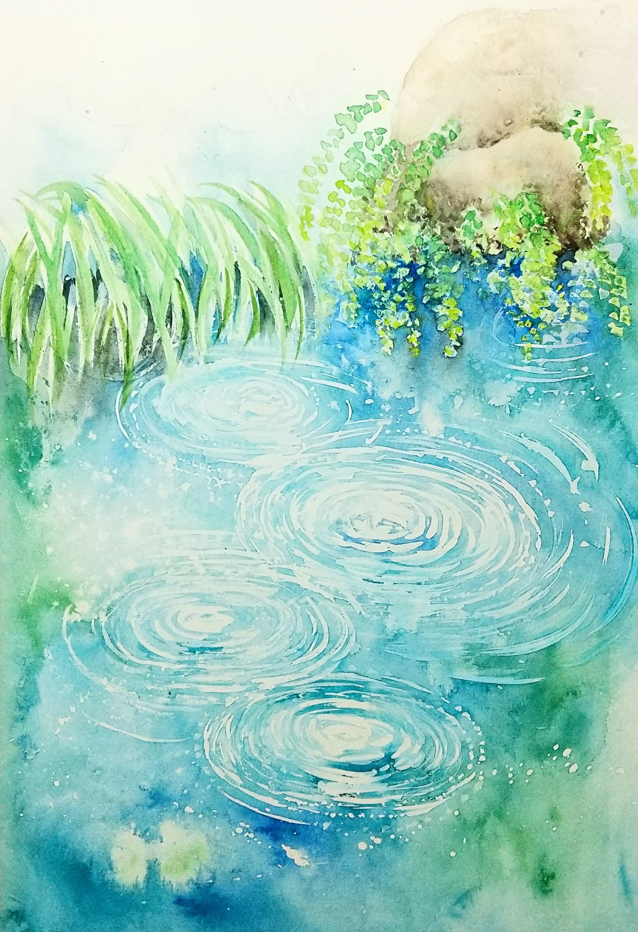水彩画 サイン入り アート作品　月明かり 吉川 瑞江 on X: 
