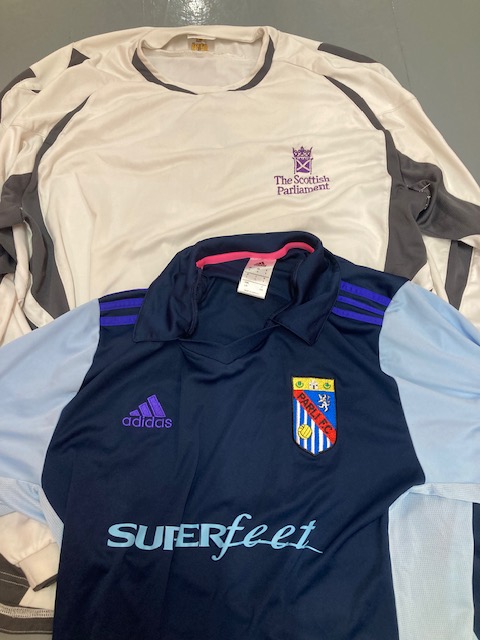 kits4causes's tweet photo. Still receiving plenty of team kit donations and today  received two really interesting kits. 
Who knew they had a side!
@ScotParl 
Thanks for a great donation. https://t.co/H2RyD0WDnI