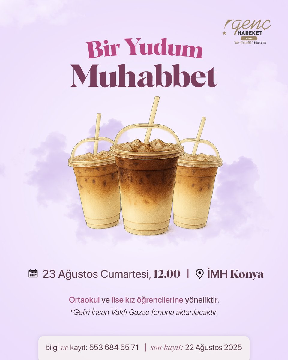 Ortaokul ve lise kız öğrencilerine özel buluşmamıza seni de bekliyoruz!✨

📍İMH Konya
🗓️ 23 Ağustos Cumartesi, saat 12.00