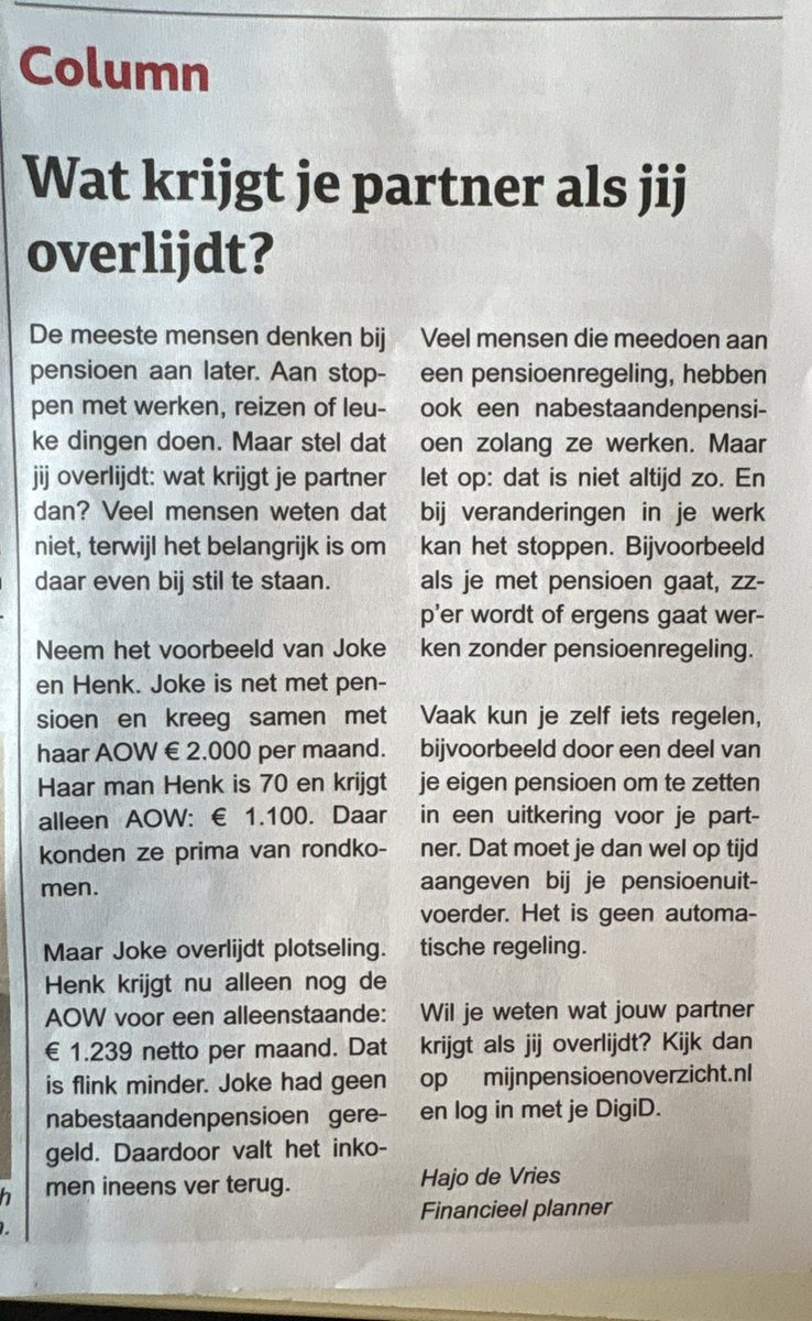 hajodevries's tweet photo. Mijn 1e column geplaatst in Weekblad Wijdemeren. https://t.co/kQCSsJ4yEF