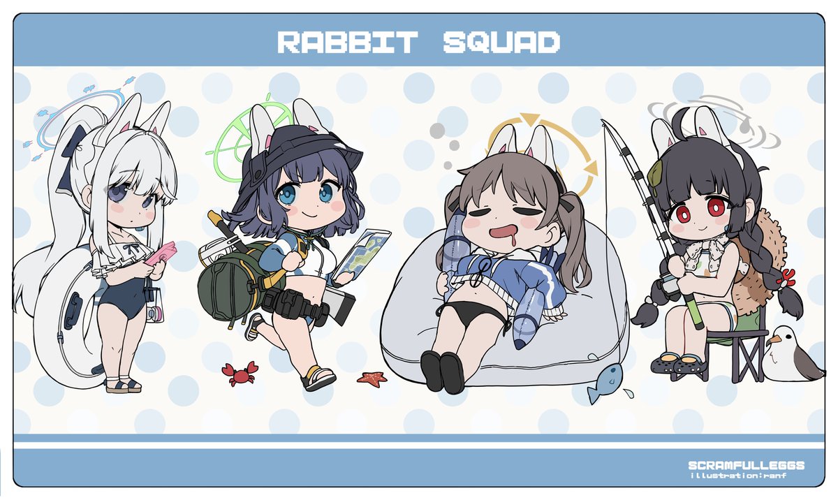 RABBIT小隊&amp;ティーパーティーのTシャツを作ってみました！

RABBIT小隊はカラーとモノクロ二種展開しています！✨✨
夏コミに持っていけなかったのでBOOTHで販売いたします！
また、夏コミで頒布しましたプレイマットもBOOTHで再販します！
よろしくお願いいたします！