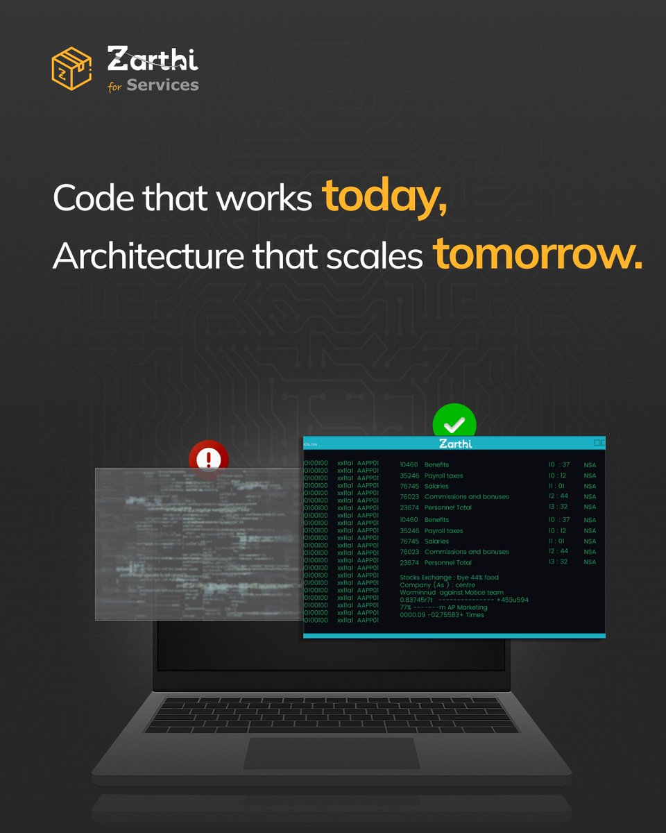 ZarthiOfficial's tweet image. Good code fixes today. Great architecture builds tomorrow.
At Zarthi, we create agile, modular, and tested systems that scale as you grow.
Future-ready starts here with Zarthi.
#CloudArchitecture #SoftwareArchitecture #TechInnovation #Zarthi #YourBusinessSarthi