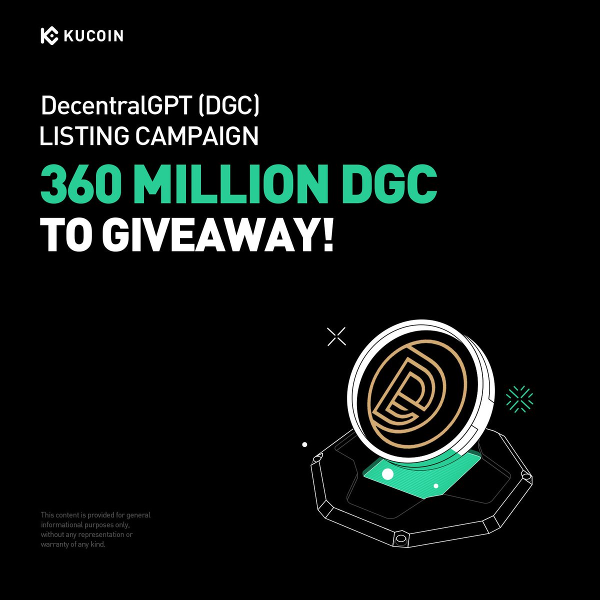 kucoincom's tweet photo. 🎉 @DecentralGPT is bringing double rewards to #KuCoin!
 
🔹Activity 1: DGC GemSlot Carnival – Share 300,000,000 DGC
🔹Activity 2: KuCoin Affiliates Exclusive – Share 60,000,000 DGC
 
Don’t miss your chance to earn more as $DGC goes live on #KuCoinSpotMarket!! 
👉https://t.co/tqLSw7Veg5 

#KuCoinGemSlot #DGC #KuCoinAffiliates #KuListing