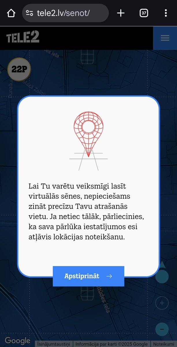 Mērķis jau tai <a href="/Tele2Latvia/">Tele2</a> sēņošanai labs - saprast, kur ir un kur nav pārklājums. Bet nu tā lokācijas apstiprināšana, kura metas ik pēc 5 sekundēm ir apnicīga un ļoti ilga pat tur, kur pārklājums ir ļoti labs.