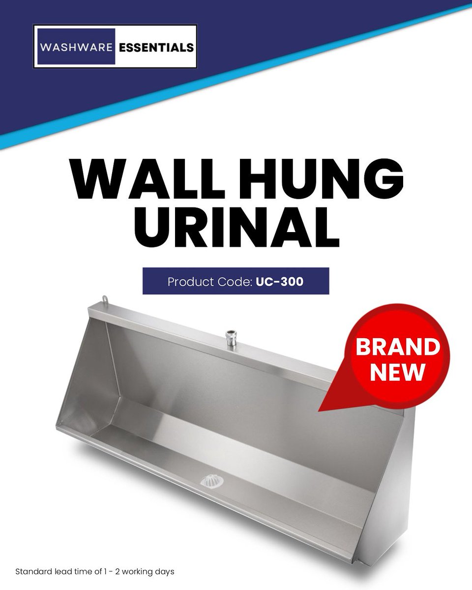 Washware's tweet photo. 🌟 Introducing the UC-300 Wall-Hung Trough Urinal 🚻

Made from Grade 304 stainless steel, this 300mm wide projection trough is built for high-traffic washrooms.

✅ Wider design to reduce floor spillage
✅ 5 standard sizes for fast delivery
✅ Easy-to-clean, corrosion-resistant https://t.co/sebRWO8i2H