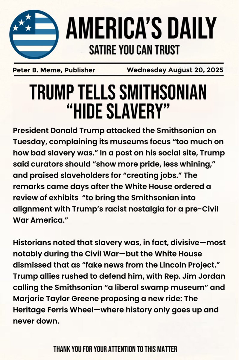 PeterBMeme's tweet photo. #AmericasDaily - August 20, 2025 https://t.co/OWv7Zcwtk4