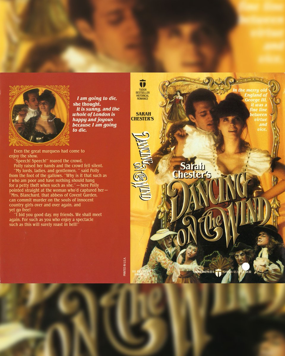 Another blast from the past, this time 1988's Dancing on the Wind, written under M.C. Beaton's pen name Sarah Chester. Romances from the 80s had a certain 'look' you may love or hate, but this has it dialled up to 11.

(US) buff.ly/ZcEIGm5 
(UK) buff.ly/DtOcx9l