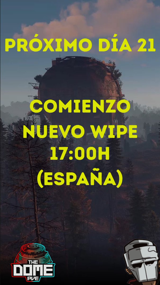 TheDomePVE's tweet photo. 🧨🌍 ¡Atención supervivientes de The Dome PVE! 🌍🧨
El 21 a las 17:00h (España) llega el NUEVO WIPE.
⚒️ Mapas limpios, bases desde cero, la oportunidad perfecta para empezar tu aventura.
¿Listo para ser el primero en dominar la isla? 🏝️
#rust #wipe #survival #gamer #rustpve https://t.co/H8ih5ZSK28