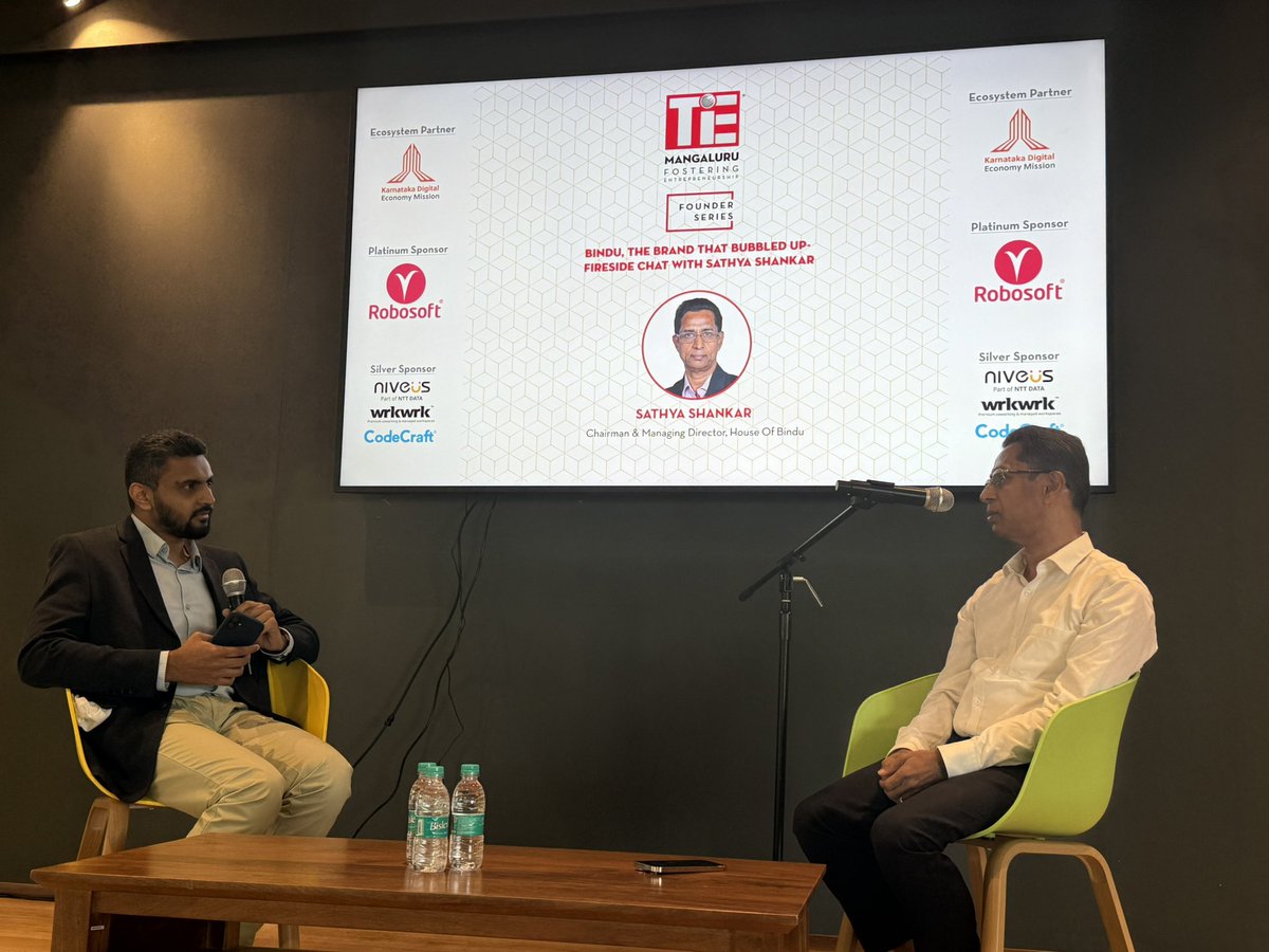Rohith Bhat (@rohithbhat) on Twitter photo When asked why more national brands are not coming out of Mangalore, Shri Sathya Shankar, Founder of House of Bindu mentioned that founders need to prioritise on “Vision, Audacious goals, Focus and Perseverance” #FounderSeries #TiEMangaluru #SiliconBeachofIndia <a href="/TiEMangaluru/">TiE Mangaluru</a> When asked why more national brands are not coming out of Mangalore, Shri Sathya Shankar, Founder of House of Bindu mentioned that founders need to prioritise on “Vision, Audacious goals, Focus and Perseverance” #FounderSeries #TiEMangaluru #SiliconBeachofIndia <a href="/TiEMangaluru/">TiE Mangaluru</a>