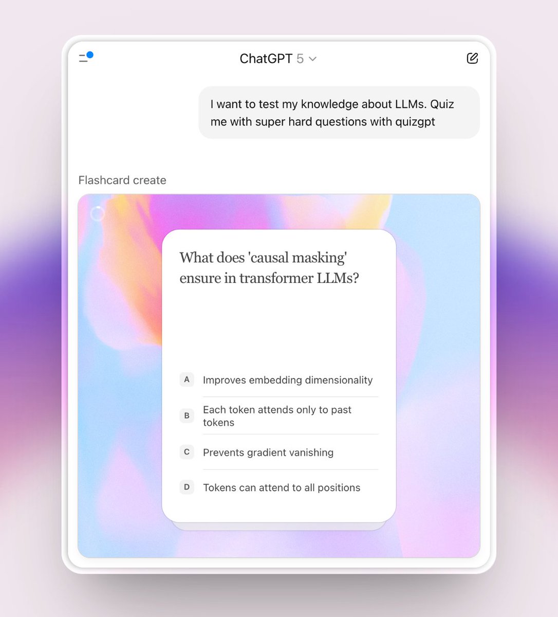 ChatGPT just added flashcard quizzes 👀

kinda a cool way to make studying more interactive