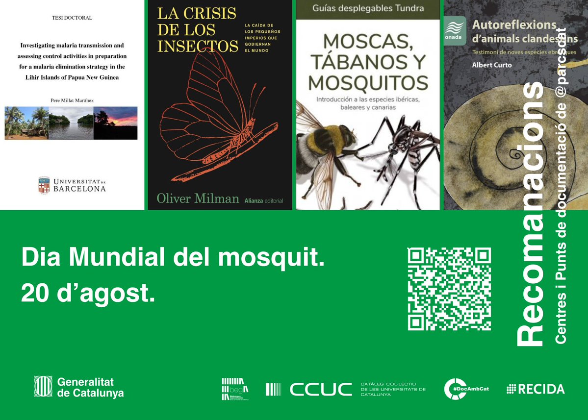 Biblioteques BEG (@bibliotequesbeg) on Twitter photo 🦟 Avui celebrem el #DiaMundialDelMosquit! 🦟 Us recomanem els projectes de ciència ciutadana com <a href="/Mosquito_Alert/">Mosquito Alert</a>, llibres, guies i més recursos a <a href="/parcscat/">Parcs de Catalunya</a>, #DocAmbCat, #CCUC, #BEGcat...
Algú sap si els mosquits estan de vacances avui? 🦟 Avui celebrem el #DiaMundialDelMosquit! 🦟 Us recomanem els projectes de ciència ciutadana com <a href="/Mosquito_Alert/">Mosquito Alert</a>, llibres, guies i més recursos a <a href="/parcscat/">Parcs de Catalunya</a>, #DocAmbCat, #CCUC, #BEGcat...
Algú sap si els mosquits estan de vacances avui?