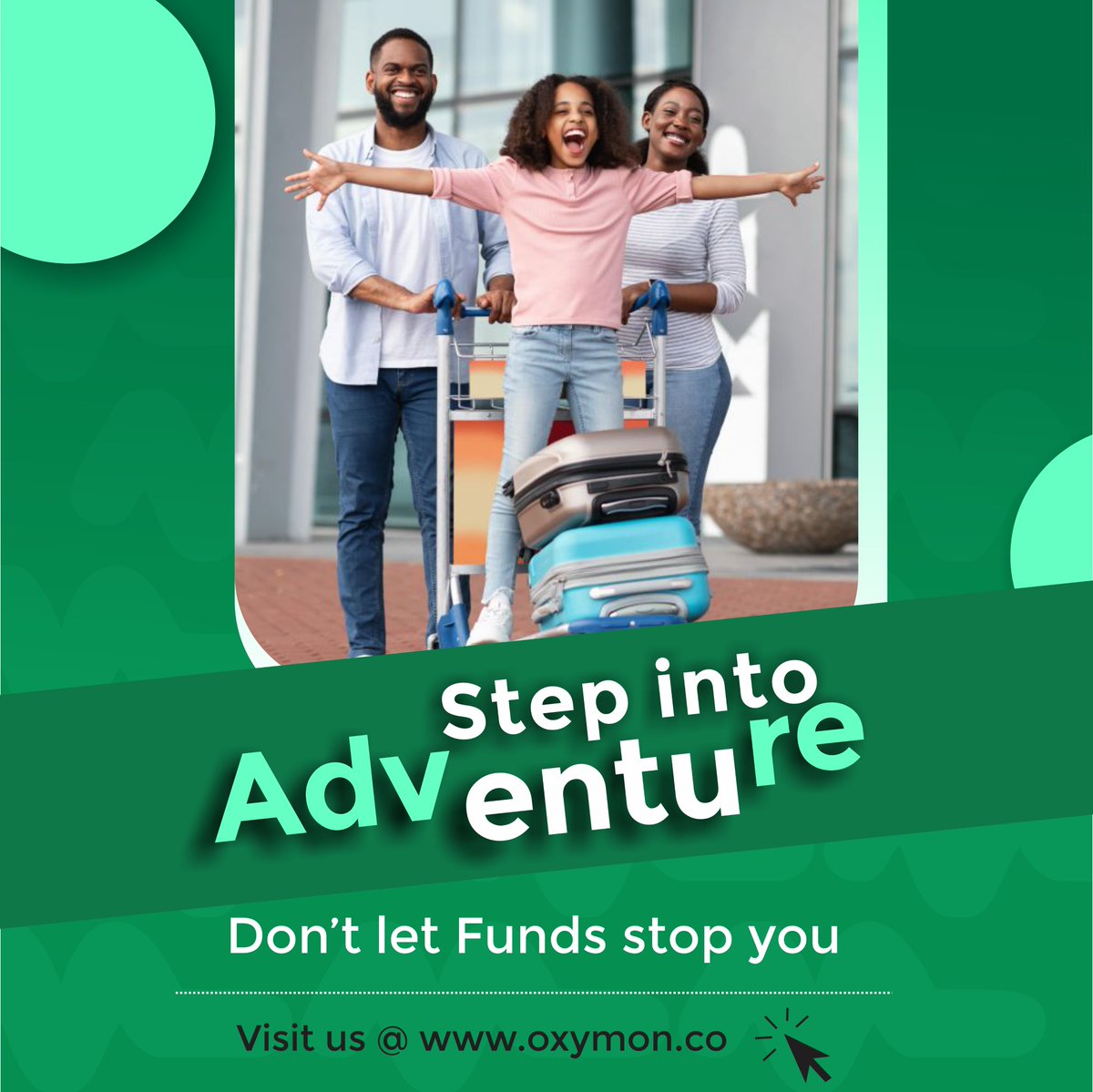 Oxymon_finance's tweet photo. 🌍✈ Adventure calls, don’t let funds stop you! Don’t pause your dreams, fund them! 🌟 #AdventureAwaits #OxymonLifestyle💚 #TravelSmart  #OxymonAdventure https://t.co/NqffaErrEP