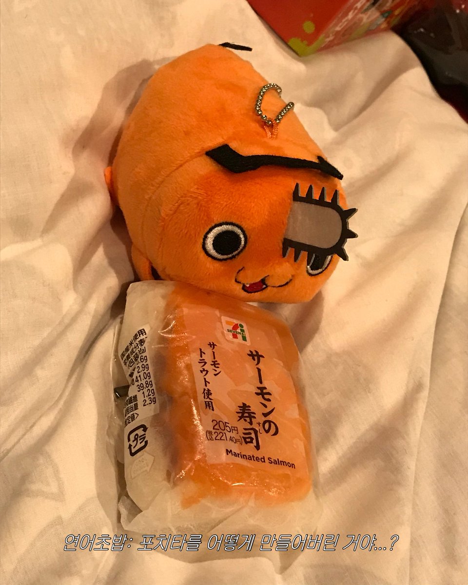 포치타 연어초밥 옆에 두니까 분위기 이상해짐...