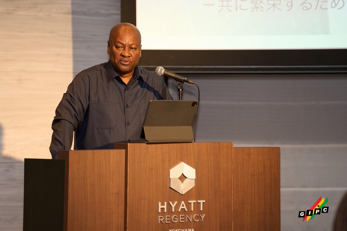 gipaghana's tweet photo. More than 100 Japanese companies participated in a high-level Presidential Investment Forum, organised by the Centre in Yokohama, Japan.

Held on the sidelines of the ninth Tokyo International Conference on African Development (TICAD-9), on the theme "Ghana is Open for Business- Unleashing Investment Opportunities for Shared Prosperity", the event featured a keynote address by H.E. John Dramani Mahama, President of the Republic of Ghana, who presented a compelling case for Japanese firms to consider Ghana as their gateway to West Africa and the African continent.

Organised in partnership with Ghana's Ministry of Foreign Affairs, the Ghana Export Promotion Authority (GEPA), the Ministry of Trade, Industry, & Agribusiness (MOTAI), and the Japan External Trade Organisation (JETRO), it served as a strategic platform to deepen Ghana-Japan economic relations.

President Mahama also announced several concrete commitments to facilitate Japanese investment, including fast-track approvals, ready industrial sites, sovereign guarantees, and blended financing frameworks.

Additionally, he called on Japanese firms to commit to local content and technology transfer agreements to train Ghanaian workers and managers.

In his presentation on investing in Ghana, the CEO of GIPC, Mr Simon Madjie, focused on Ghana's transformative economic agenda and the tailored incentives available to Japanese investors. He highlighted two flagship initiatives driving Ghana's investment climate: the Big Push Agenda and the 24-Hour Economy and Accelerated Development Programme.

Mr. Madjie also outlined a suite of investment incentives, including streamlined approval processes and one-stop investor services, revisions to the GIPC Act to remove minimum capital requirements for foreign investors, access to sovereign guarantees and blended financing frameworks, and ready industrial sites and anchor tenant opportunities in strategic corridors, among others.

#investment #business #gipc #investghana