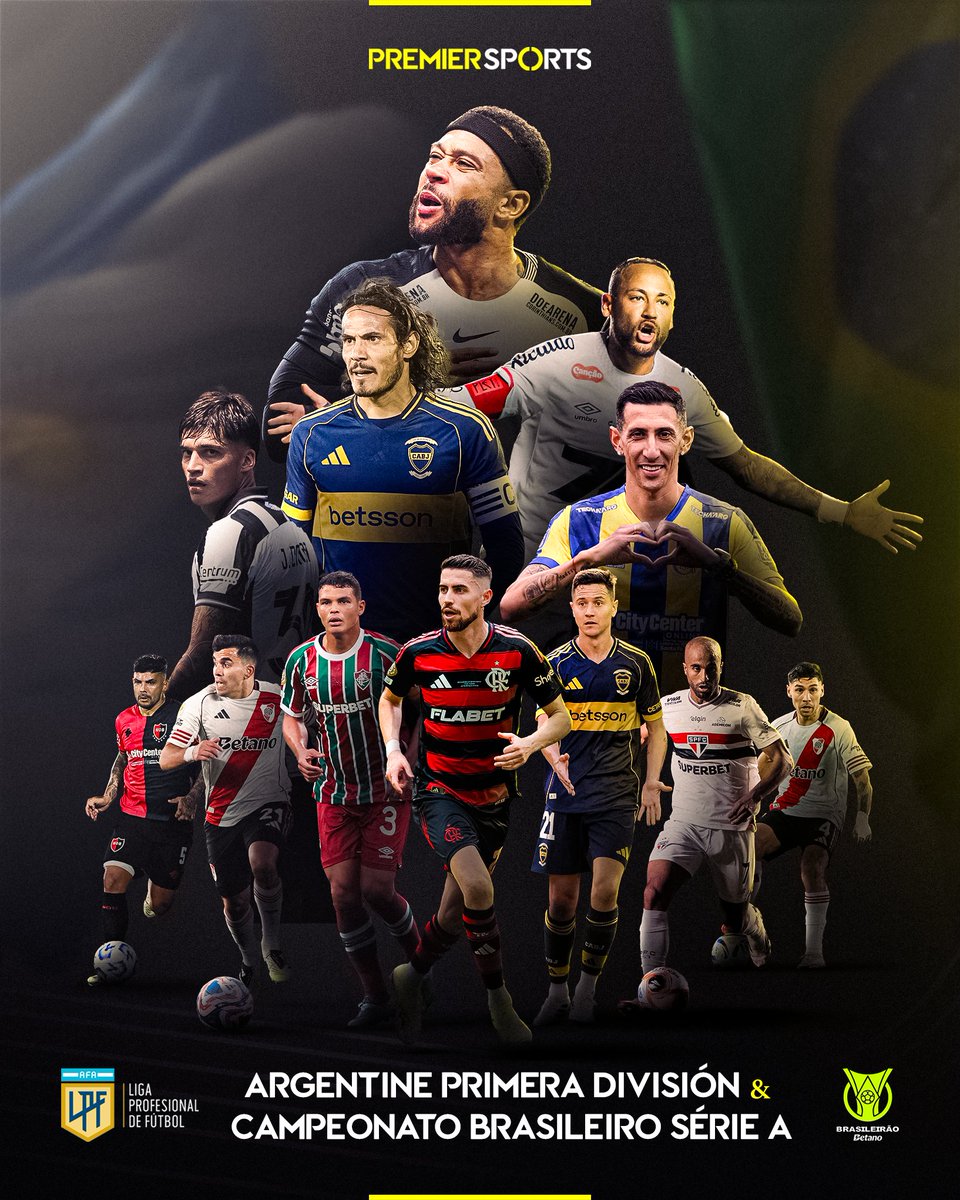 We've got even more football for you this season! ⚽

Premier Sports is delighted to bring you Argentine Primera División and Campeonato Brasileiro Série A 🇦🇷 🇧🇷

Tune in for 2 live games from each league per round across our channels and the Premier Sports Player 📺💻