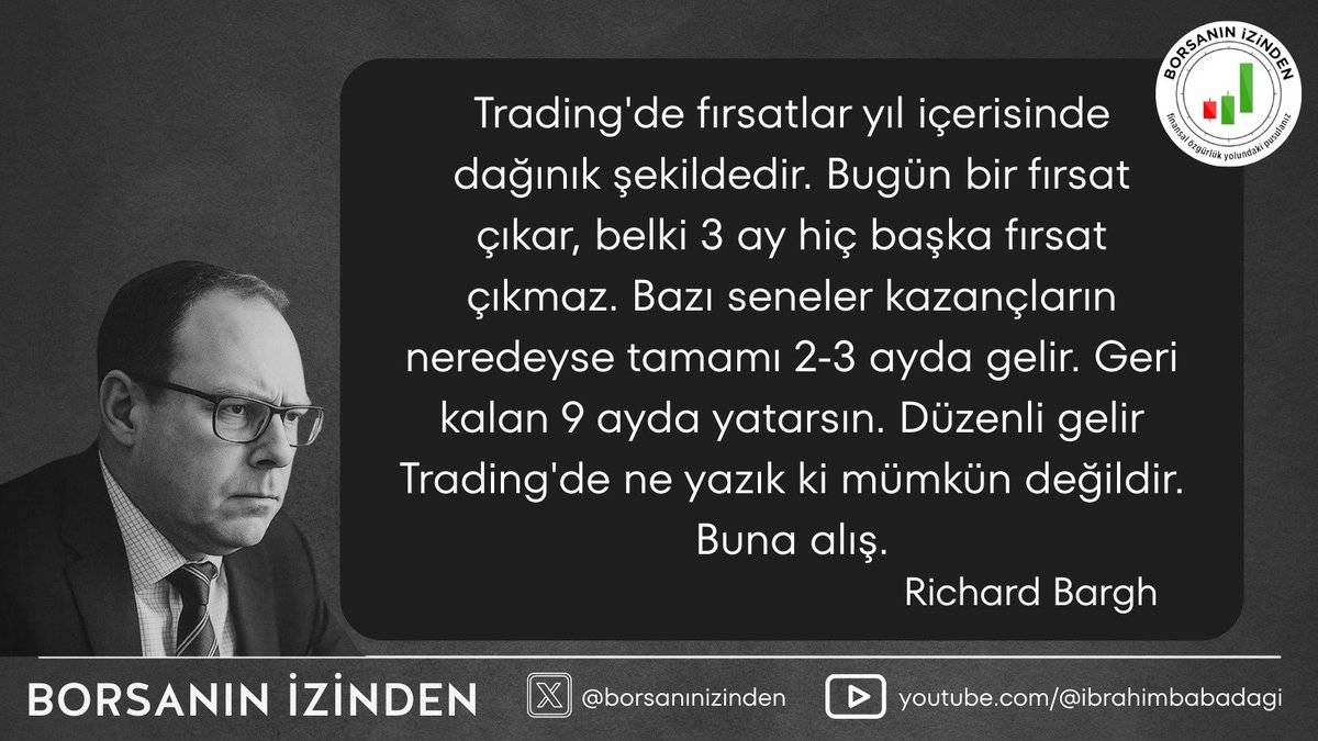 Richard Bargh'ın şu sözü özellikle swing trading için o kadar doğru ki.